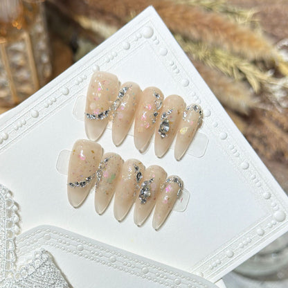 Glamorous Stiletto Press-On Nail Art Set with Floral and Glitter Details Acalora