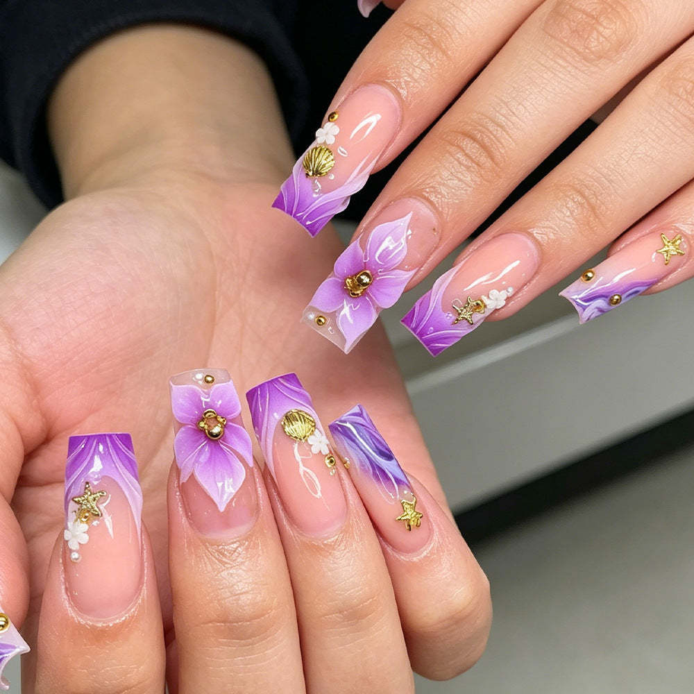Decorative Floral Acrylic Nail Art Tips Acalora