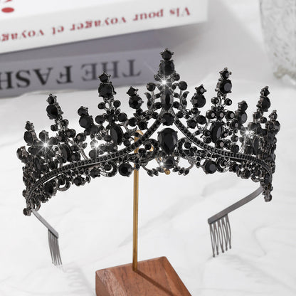 Ladies Opulent Tiara with Black Crystal Detailing Bowlift