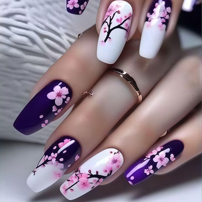 Artificial Nail Set with Floral Accents Acalora