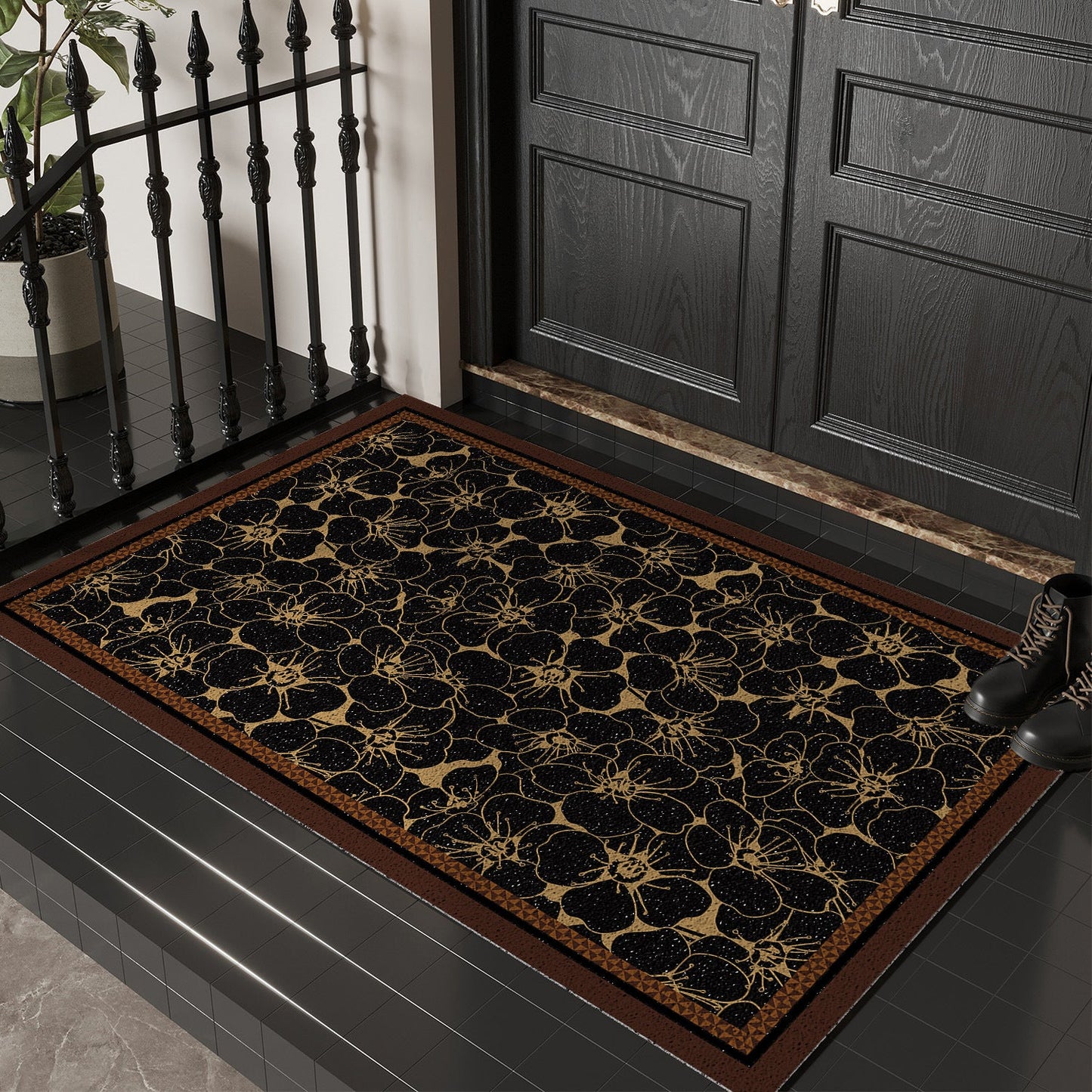 Floral Print Decorative Entry Mat