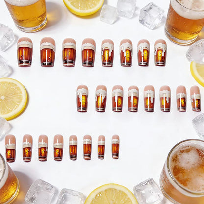Playful Beer-Themed Acrylic Nail Art Acalora