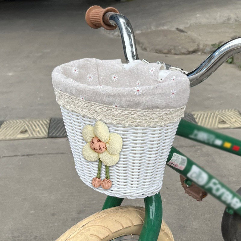 Floral-Embellished Bicycle Basket Bowlift