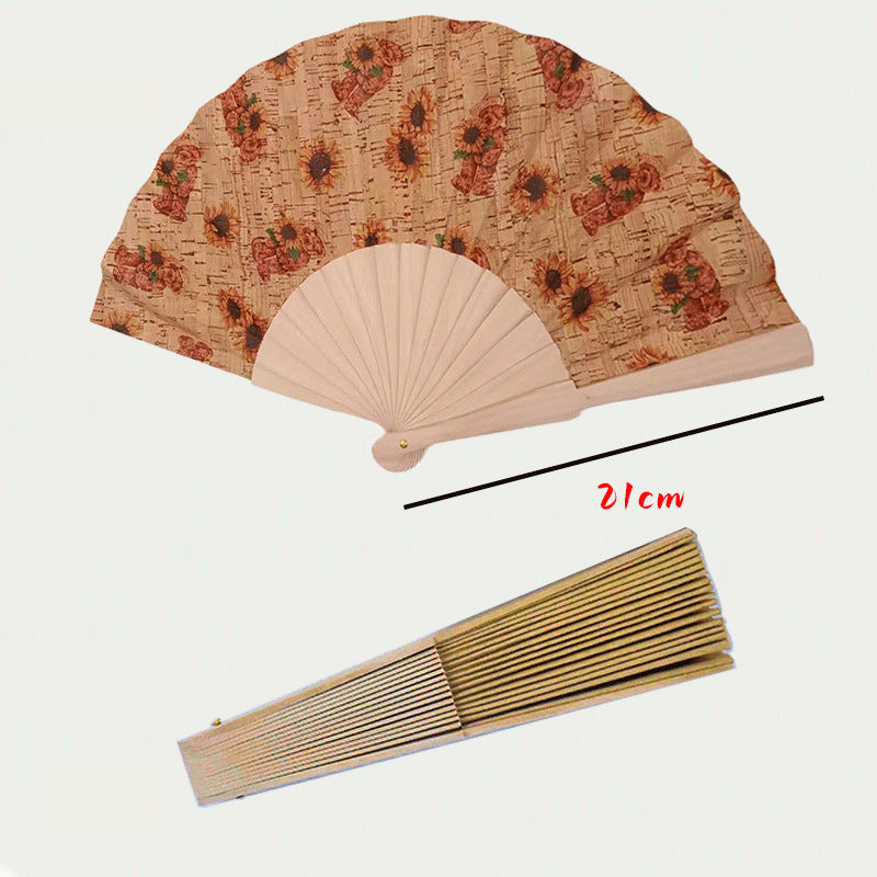 Ladies handcrafted fan made of cork and wood Bowlift