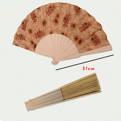 Ladies handcrafted fan made of cork and wood Bowlift