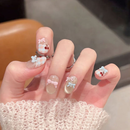 Artistic Stiletto Press-On Nail Set with Unique Design Elements Acalora