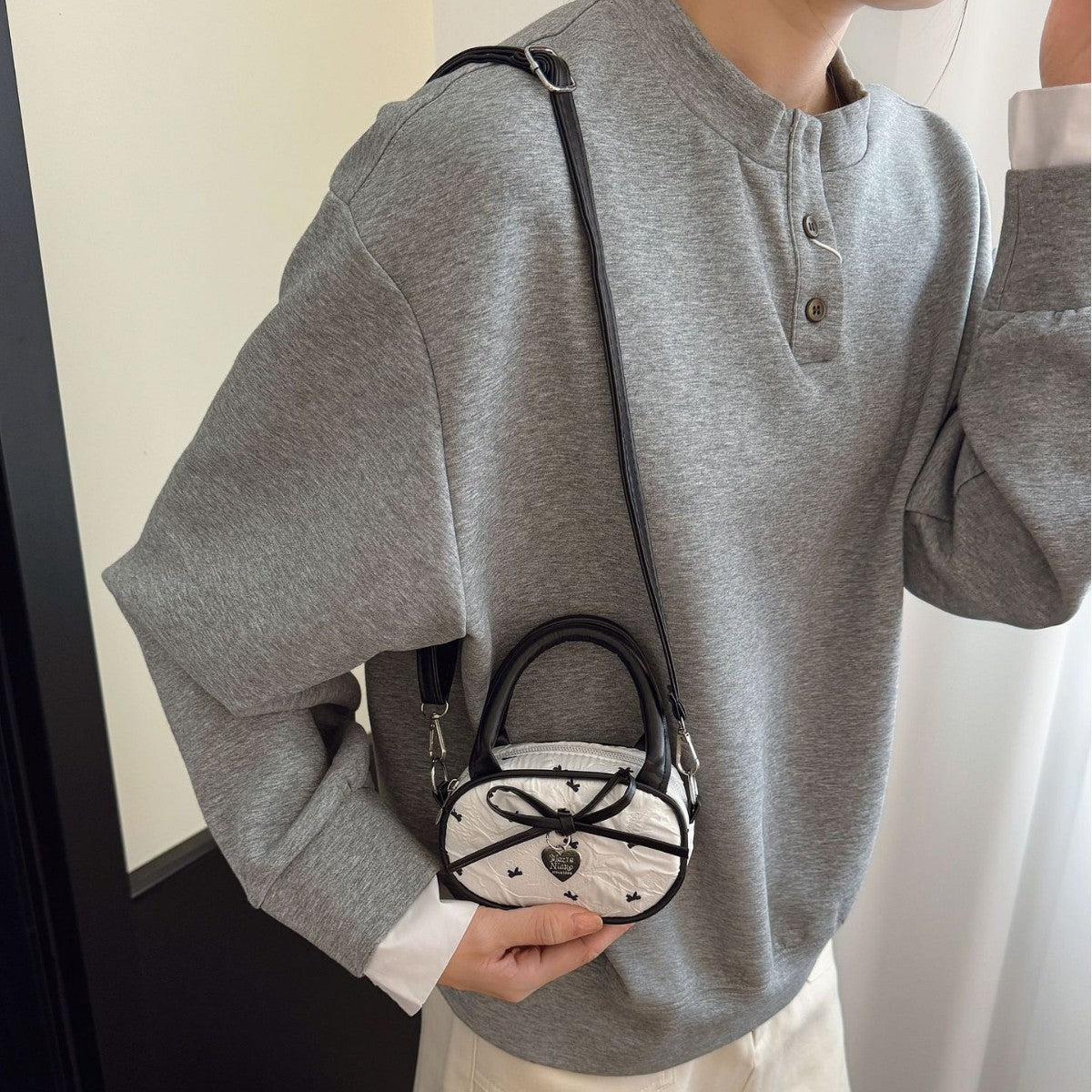 Quilted Mini Handbag with Heart Detail Acalora