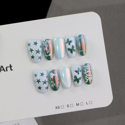 Decorative Press-On Nail Art Set with Butterfly and Star Designs Acalora