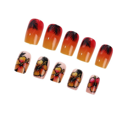 Tropical design artificial nails Acalora