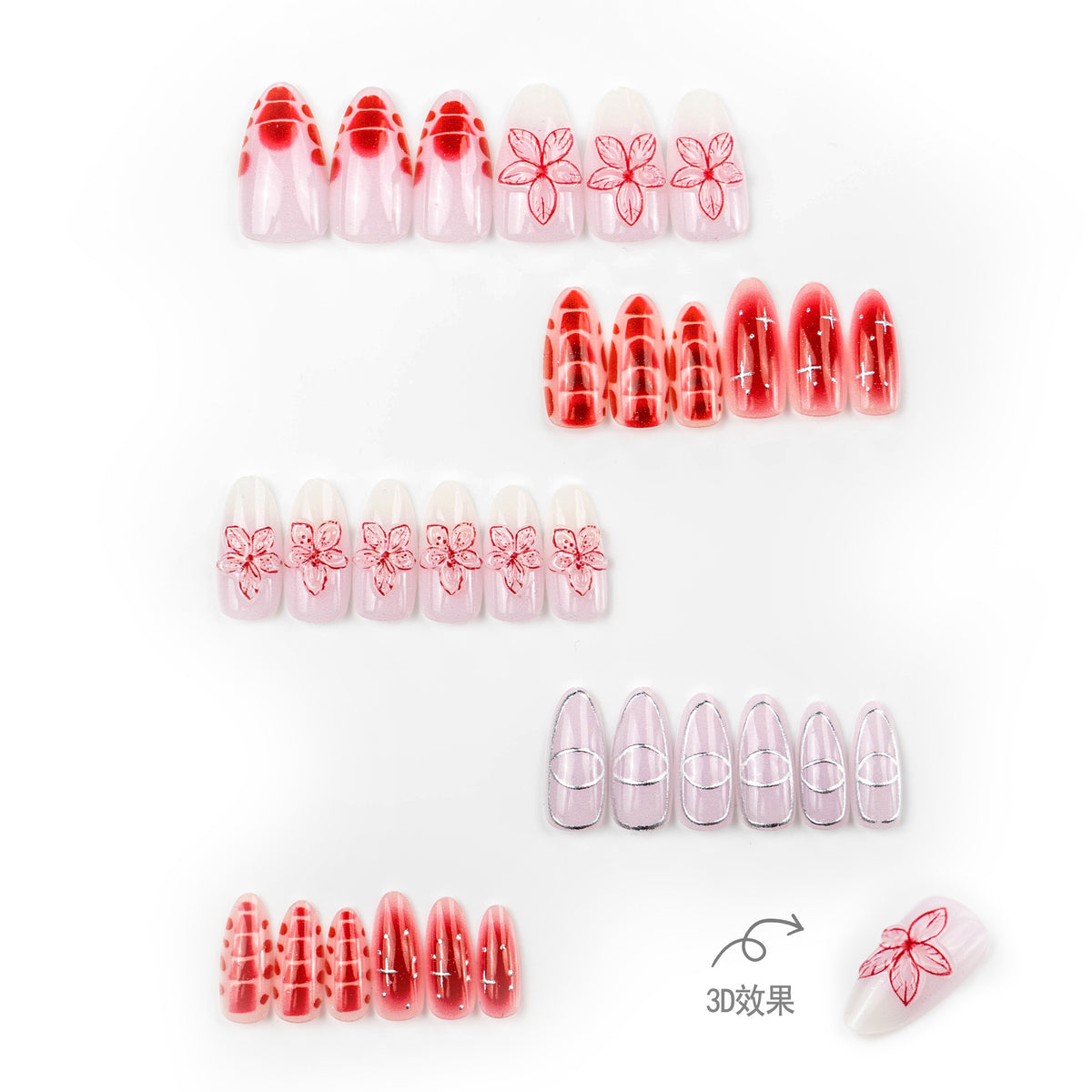 Nail art set with filigree flower and geometric designs Acalora