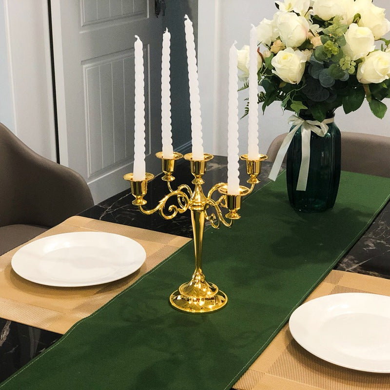 Ornate Gold Five-Arm Metal Candelabra Centerpiece Acalora