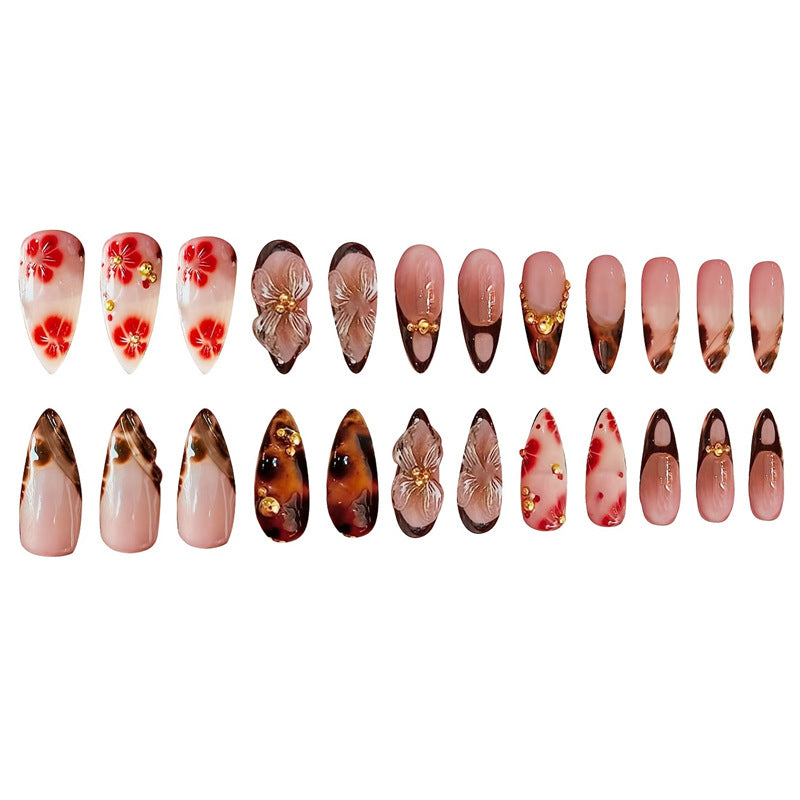 Artistic 3D Floral Press-On Nail Art Set Acalora