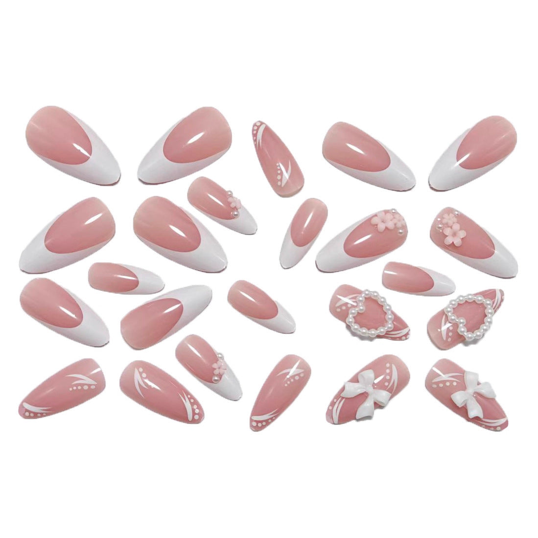 Stylish artificial nails with floral 3D applications Acalora
