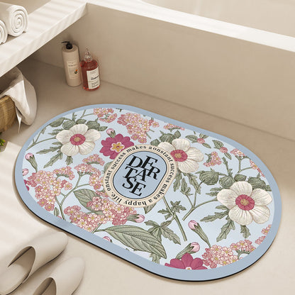 Oval Floral Bath Mat