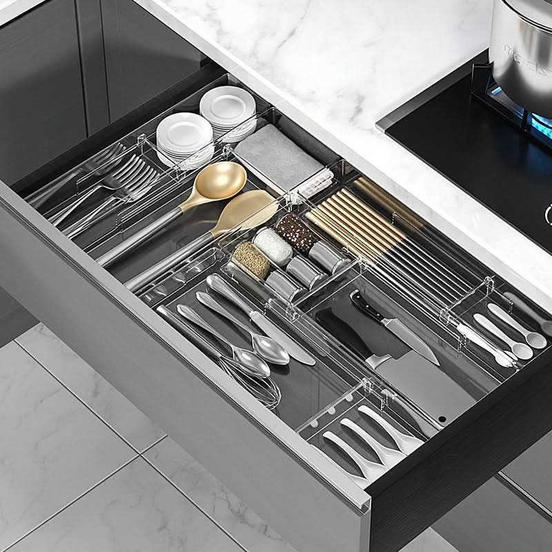 Skanto | Adjustable Kitchen Drawer Organizer for Kitchen Utensils & Cutlery