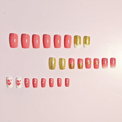 Glamorous Glitter and Heart Nail Art Acalora