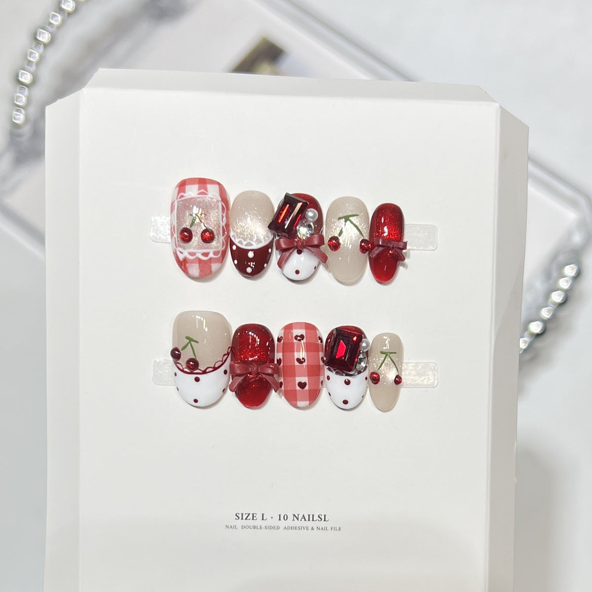 Glittery Press-On Nail Art Set with Snowflake Design Acalora