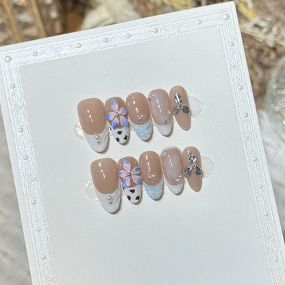 Floral Embellished Press-On Nail Art Set Acalora 1788224030
