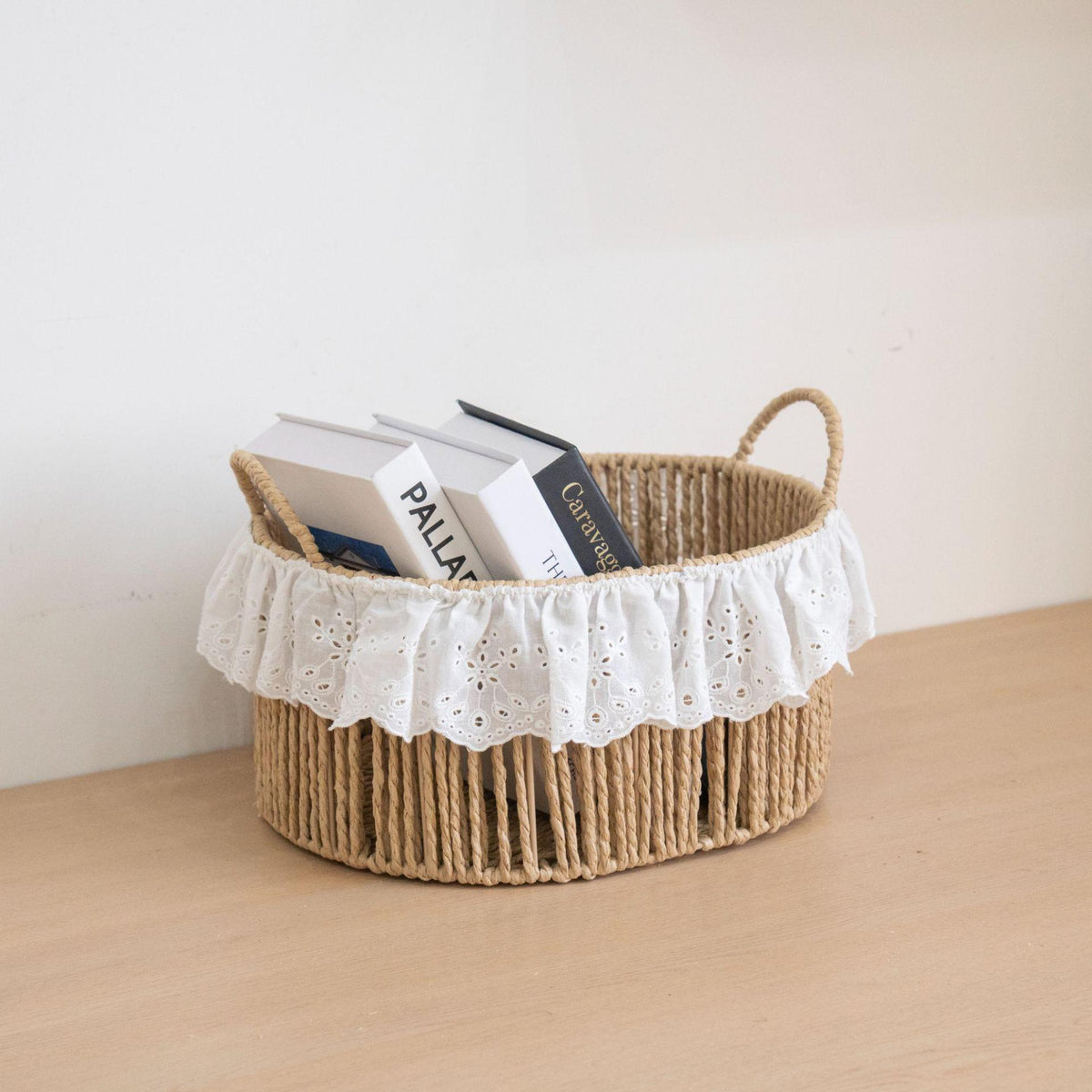 Charming storage basket with ruffle detail Acalora