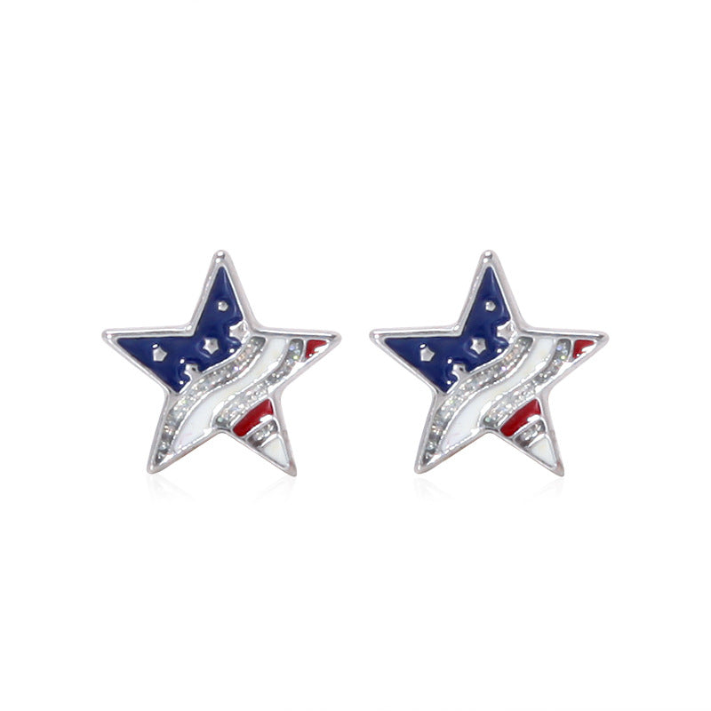 Women's lightweight star earrings with enamel flag design and fishhook Kalsten