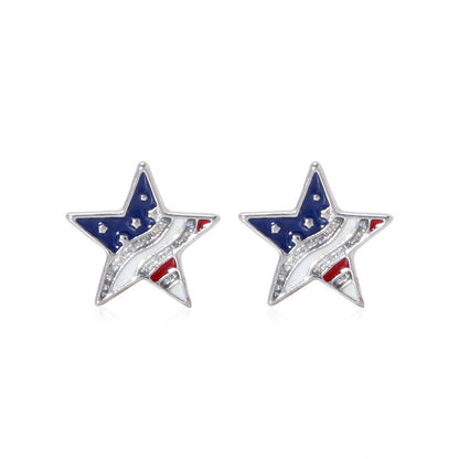 Women's lightweight star earrings with enamel flag design and fishhook Kalsten