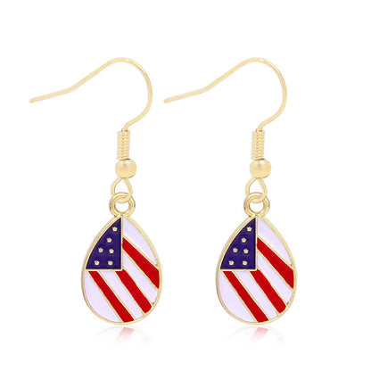 Women's lightweight star earrings with enamel flag design and fishhook Kalsten