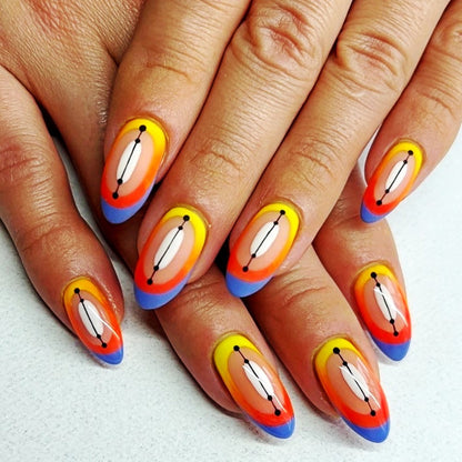 Creative artificial nails in modern geometric style Acalora