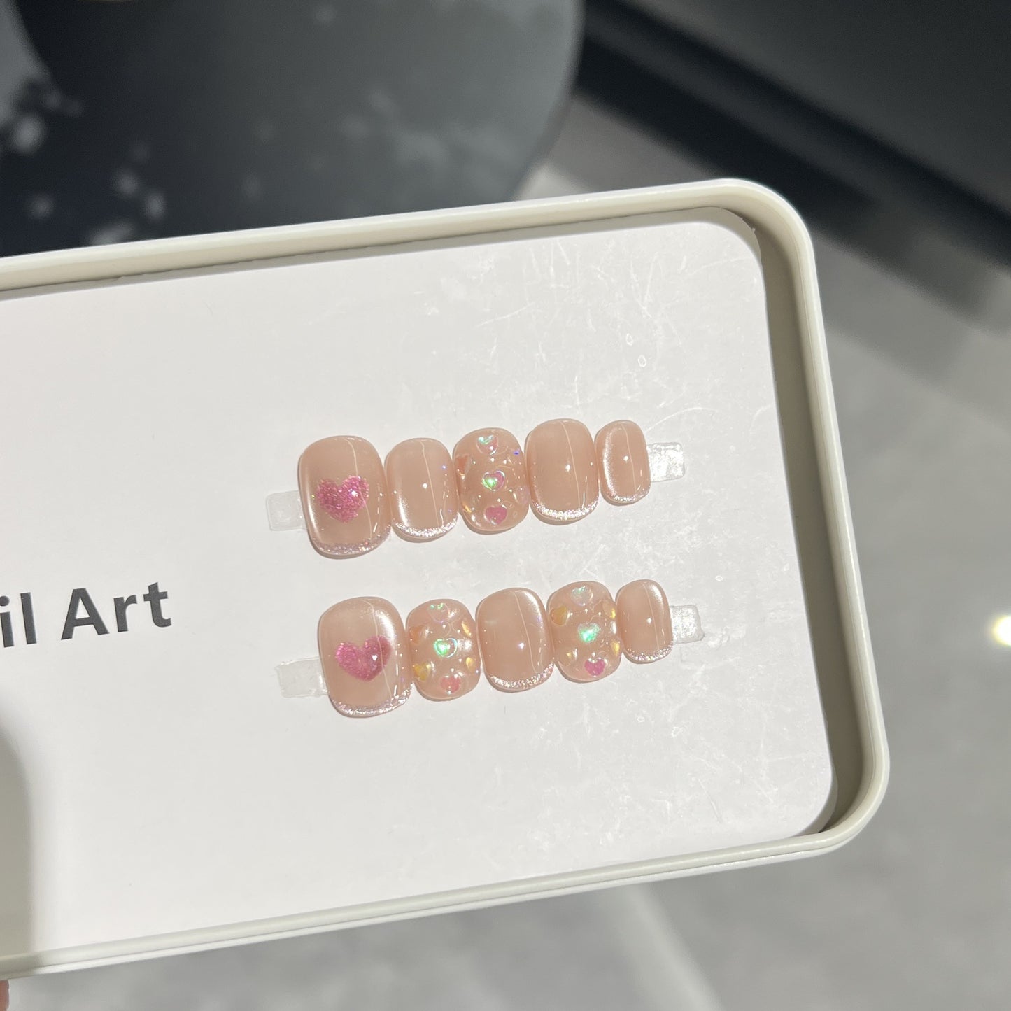Heart-Accent Press-On Nail Set Acalora