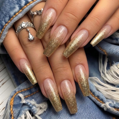 Artificial nails with elegant glitter gradient Acalora
