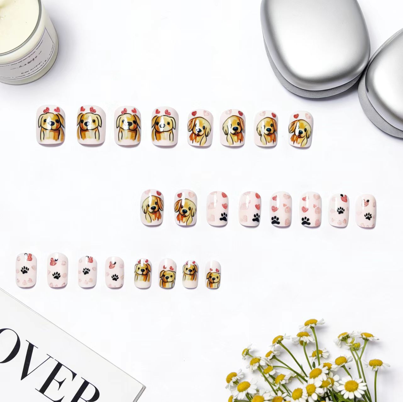 Playful Dog-Themed Nail Art Acalora