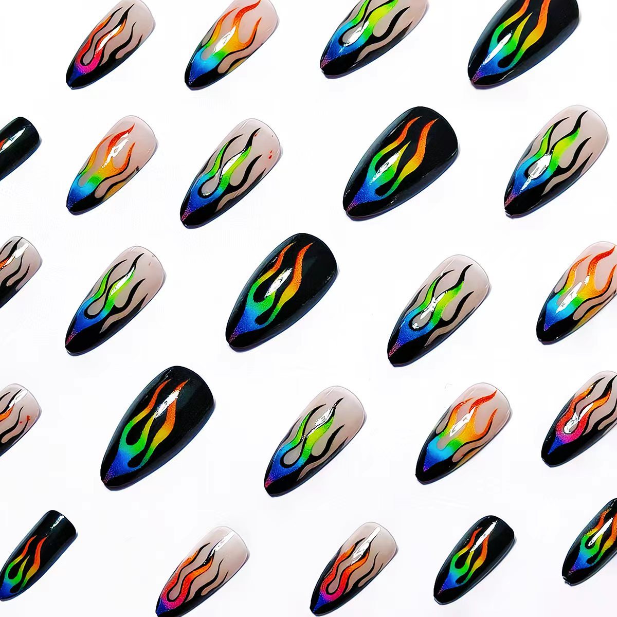Artistic Flame Pattern Nail Art Acalora