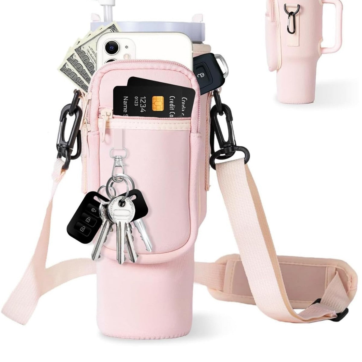 Ladies trendy and sparkling drinking bottle with shoulder bag Bowlift
