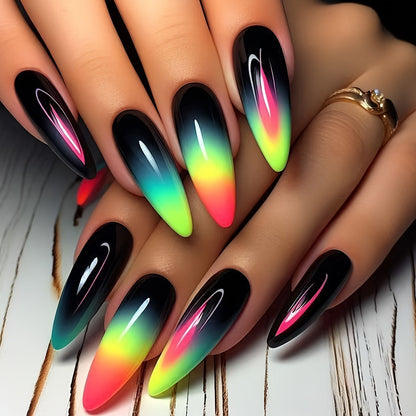 Gradient Neon Tips Acrylic Nail Art Acalora