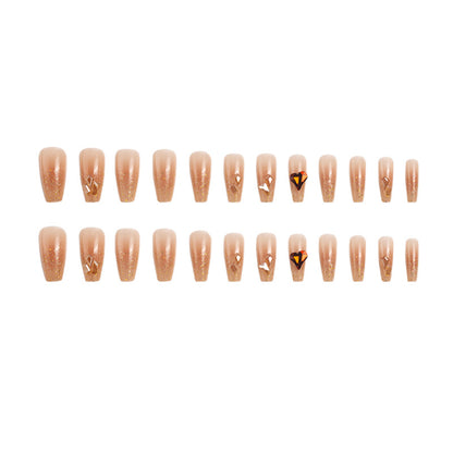 Artificial nail set with glitter and heart accents Acalora