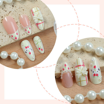 Decorative Press-On Nail Set with Floral and Whimsical Designs Acalora