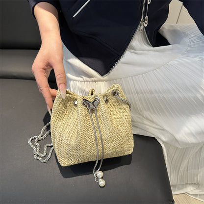Elegant Woven Drawstring Mini Handbag Acalora