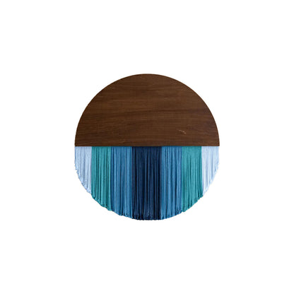 Wall hanging made of dyed yarn and wood