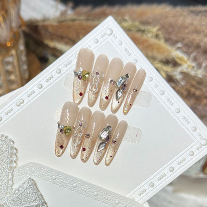 Decorative Stiletto Nail Art Set with Gem Accents Acalora
