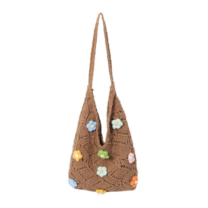 Floral Embellished Crochet Shoulder Bag Acalora