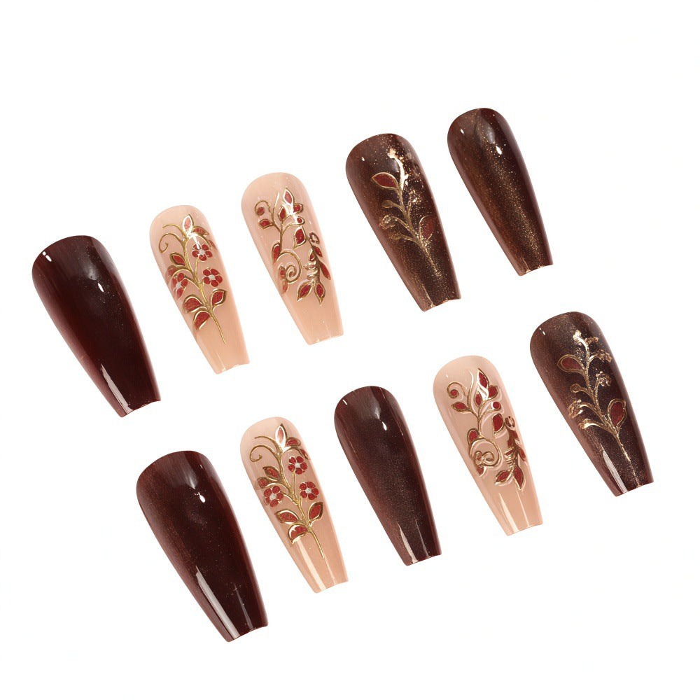 Artificial nails with elegant floral decorations Acalora