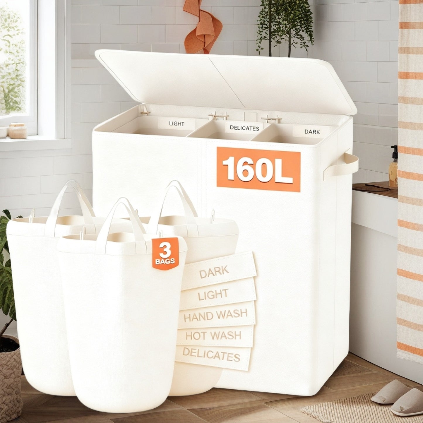 Practical laundry separation system with lid Acalora