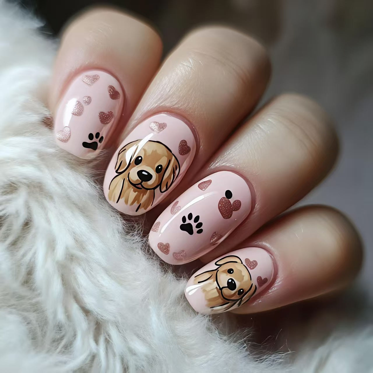 Playful Dog-Themed Nail Art Acalora
