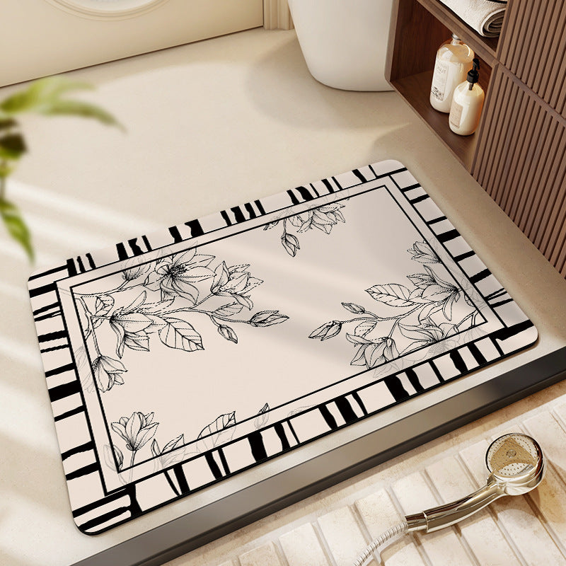 Floral Patterned Bathroom Mat Acalora
