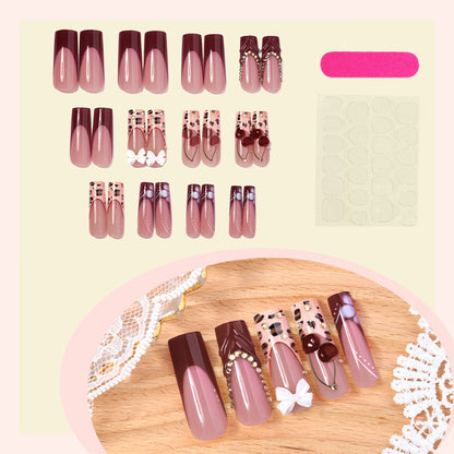 Artistic Press-On Nail Set with Decorative Accents Acalora