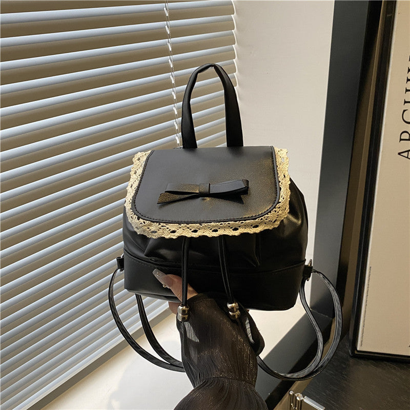 Cute Lace-Trimmed Mini Backpack Acalora