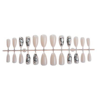 Artistic Press-On Nail Set with Elegant Butterfly Design Acalora