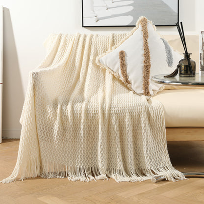 Home Decorative Fringe Knit Throw