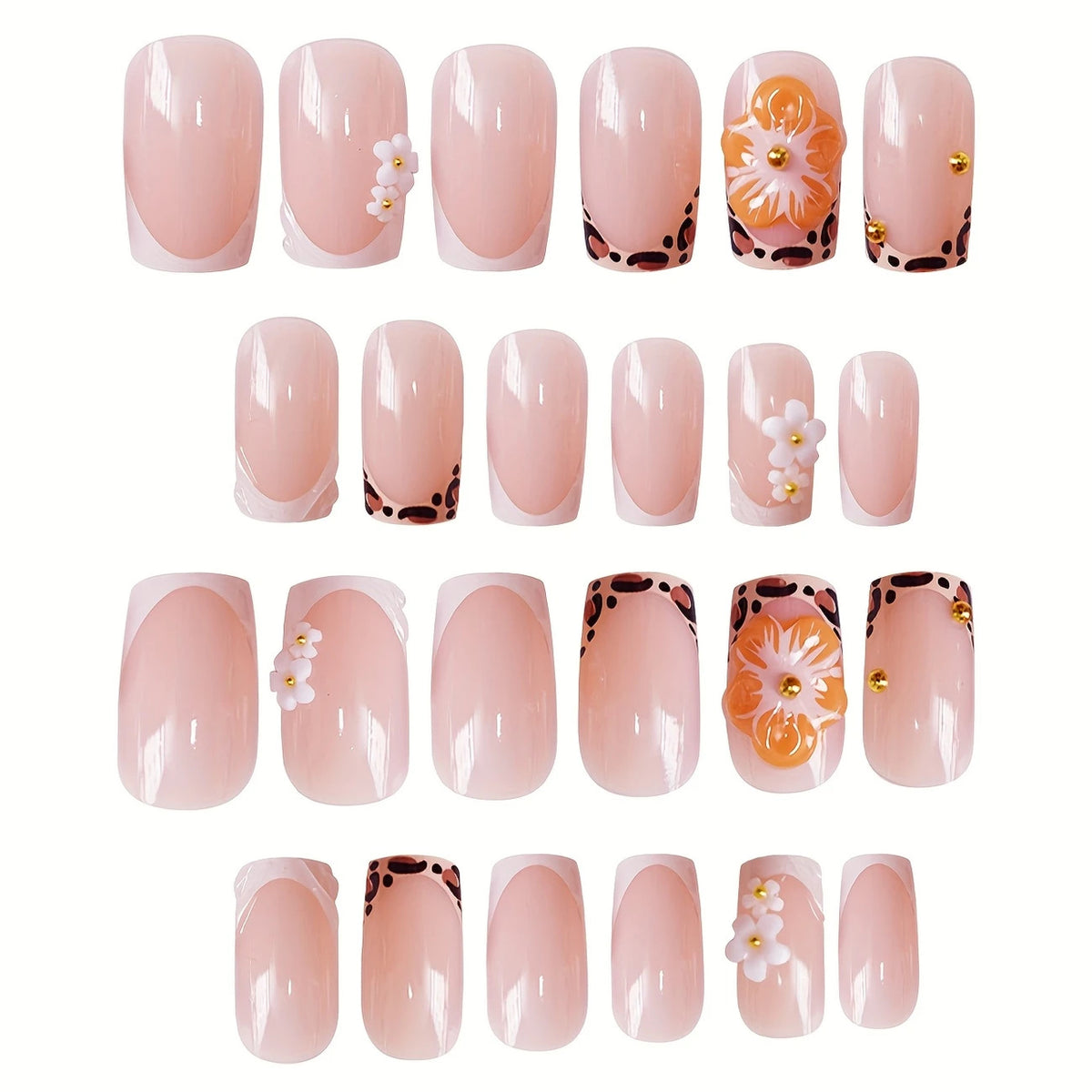 Decorative Floral Press-On Nail Art Acalora