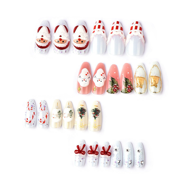 Artificial nail set with festive winter designs Acalora