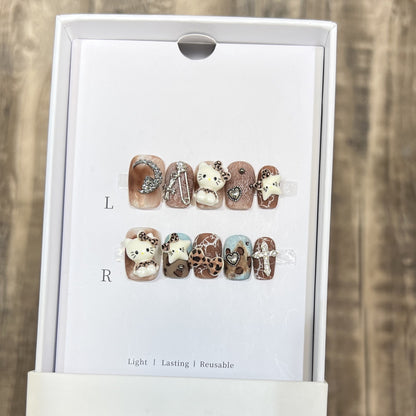 Themed Press-On Nail Art Set with Hello Kitty Designs Acalora